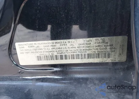 2008 Volkswagen Jetta Se/Sel из США, поврежденный, VIN 3VWRZ71KX8M176534